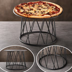 Thumbnail image #3 for American Metalcraft Contempo DPS797 Round Wrought Iron Pizza Stand, Drum Design, Black, 7-Inch Top Diameter Case of 48