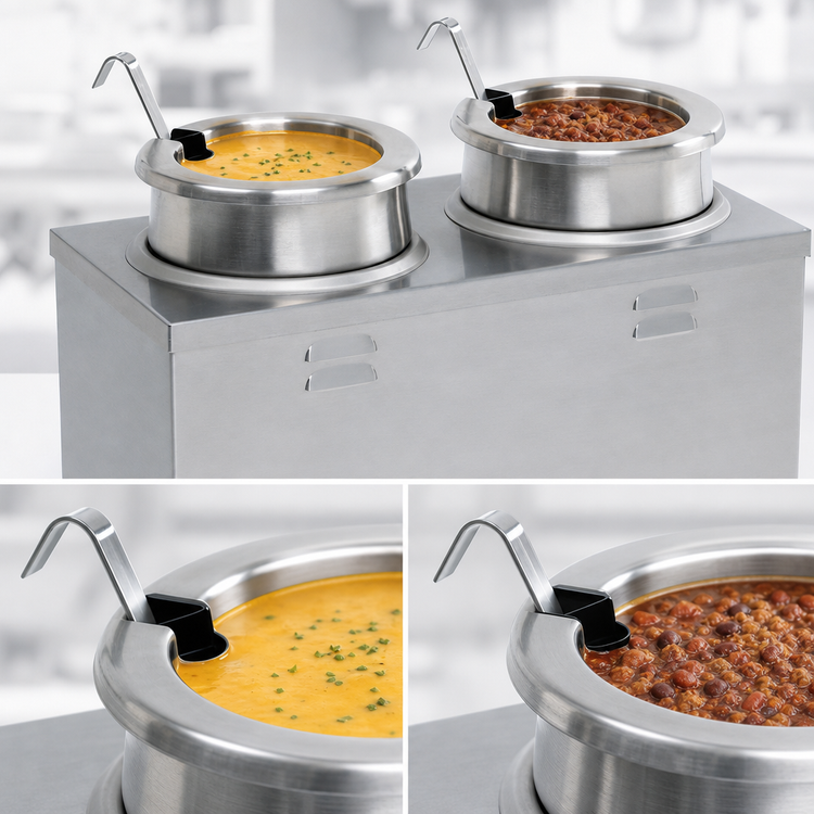 Product image #3 for Nemco 6120A-CW Countertop Twin-Well Cooker/Warmer, 4 Quart, Wet Operation, Stainless Steel, 120V