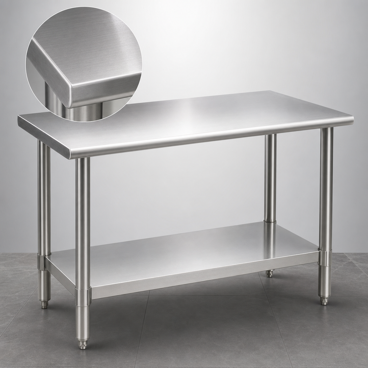 Product image #3 for Spec-Master 48 x 24 Inch Flat Top Stainless Steel Work Table with Adjustable Undershelf