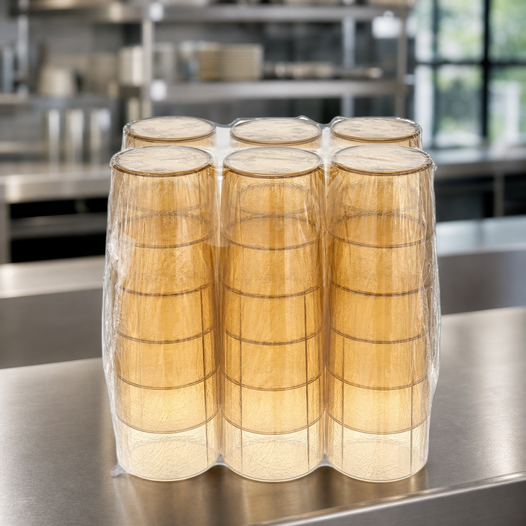 Product image #4 for Carlisle Stackable 16 oz Amber SAN Plastic Tumbler, Textured, 6-Pack