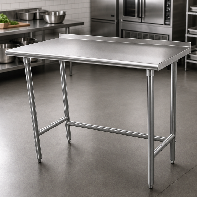 Product image #3 for Advance Tabco Special Value Series Open Base Stainless Steel Work Table with 1-1/2 Inch Rear Splash, 60 x 36 Inches