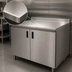 Thumbnail image #3 for Advance Tabco 48-Inch x 24-Inch Enclosed Stainless Steel Work Table with Cabinet Base, Mid-Shelf and Hinged Doors