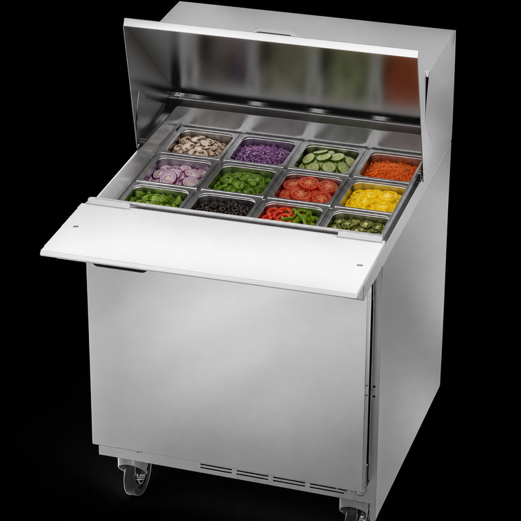 Product image #4 for Beverage-Air 27-Inch One-Section Mega Top Refrigerated Prep Table, 1-Door, 12 1/6-Pan Opening