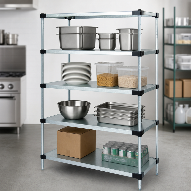 Product image #3 for Quantum 4-Shelf Solid Shelving Starter Kit, 48W x 18D x 74H, Stationary