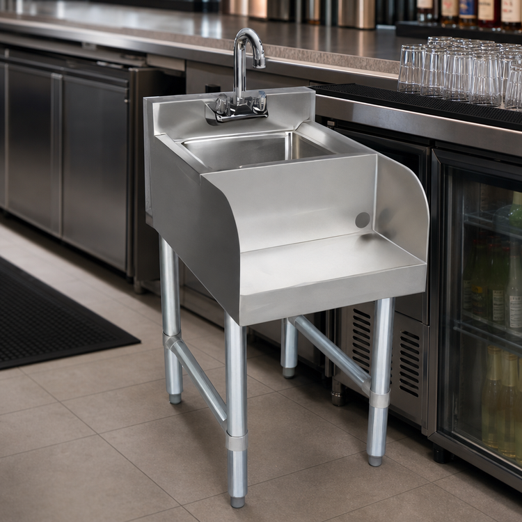 Product image #3 for Klinger's Trading Freestanding Stainless Steel Blender Station with Dump Sink and Recessed Step