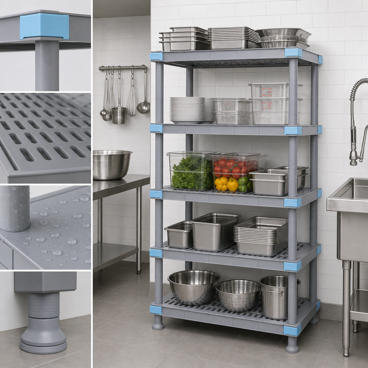 Product image #3 for Quantum Millenia 5-Shelf Gray Polymer Shelving Unit, 72-Inch W x 24-Inch D x 74-Inch H