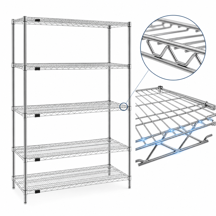 Product image #3 for Redipak 5-Tier Stationary Wire Shelving Unit, 48W x 24D x 63H Inches, EAGLEgard Hybrid Epoxy Finish