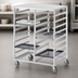 Thumbnail image #3 for Aluminum Double-Section Cafeteria Tray Delivery Rack with Solid Top, Side Load, 20-Tray Capacity