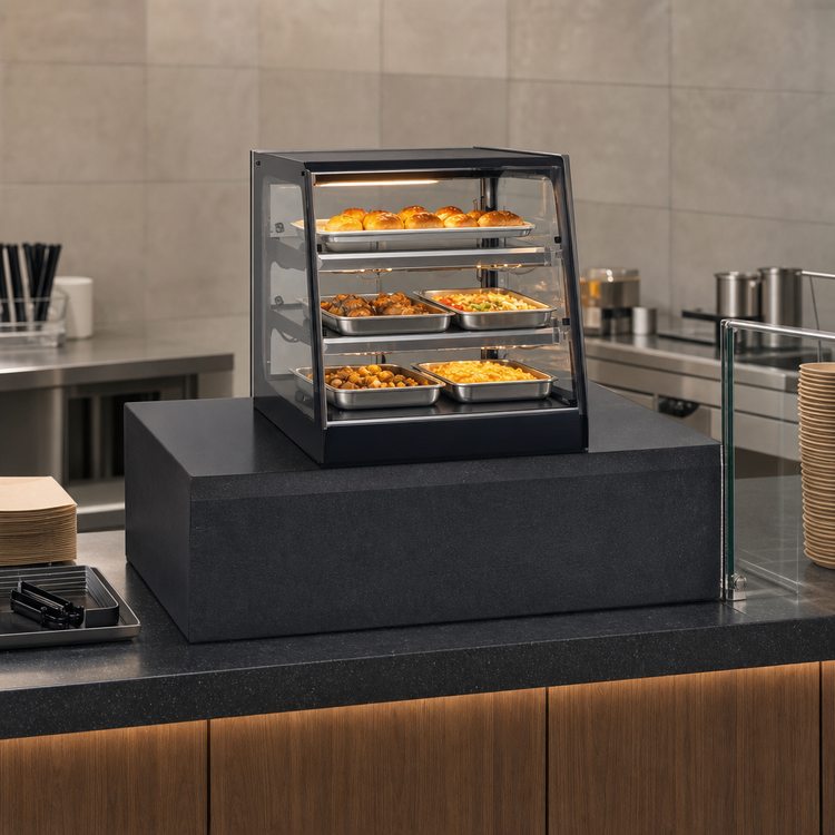 Product image #3 for Elements 47-Inch Countertop Self-Serve Heated Food Merchandiser with Stainless Steel Shelves
