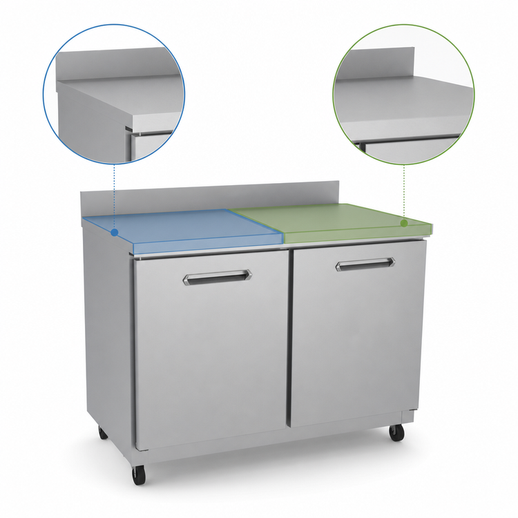 Product image #4 for Kelvinator Commercial 61-Inch Two-Section Countertop Worktop Refrigerator with Backsplash and Solid Doors