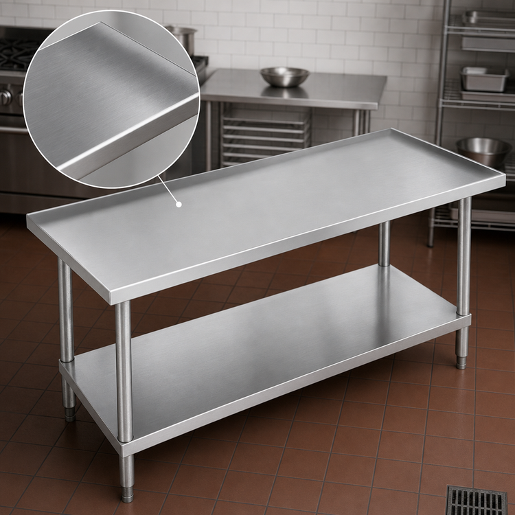 Product image #3 for Advance Tabco Galvanized Base Equipment Stand with 304 Stainless Steel Top and Adjustable Undershelf, 84-Inch W x 24-Inch D
