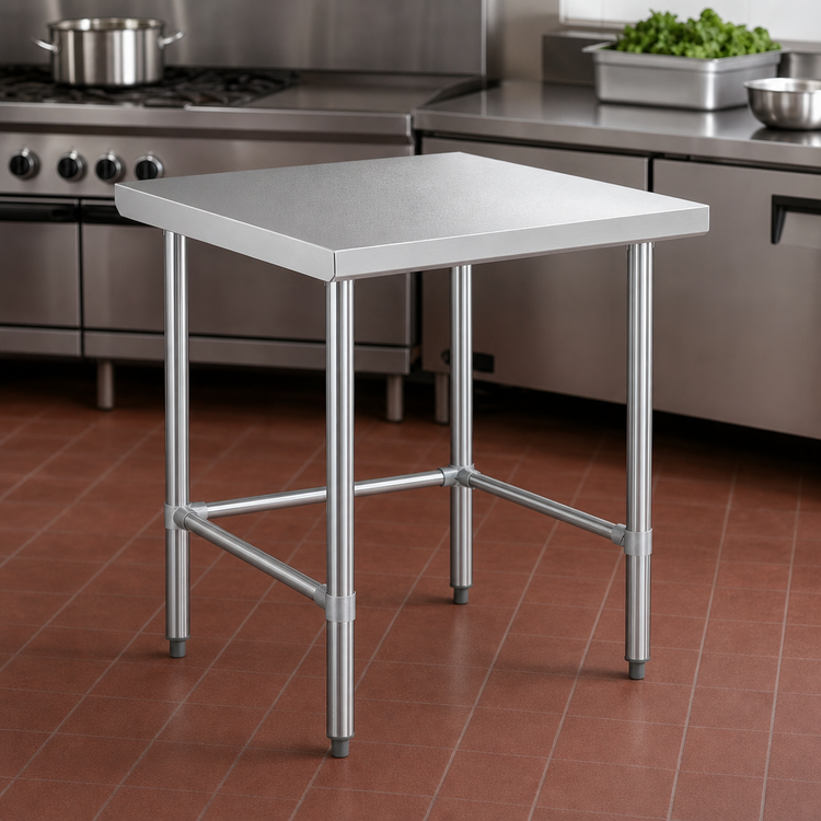 Product image #3 for Sapphire 30 in. x 24 in. 18-Gauge 430 Stainless Steel Flat Top Work Table with Open Base and Galvanized Legs