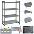 Thumbnail image #3 for Cambro Camshelving Basics Plus Starter Unit — 18 Inches D x 42 Inches L x 64 Inches H, 4-Shelf (3 Vented + 1 Solid), Brushed Graphite