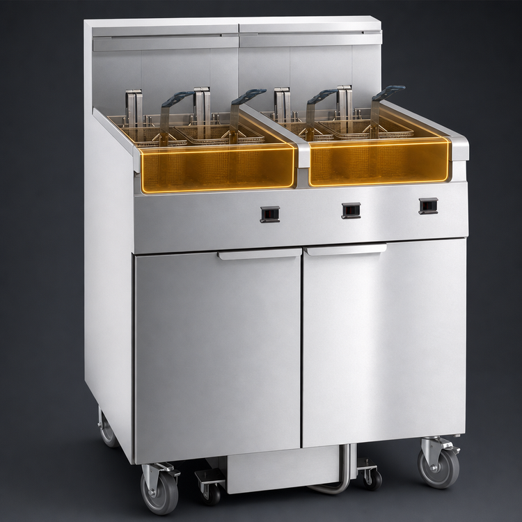 Product image #3 for Imperial Electric 3-Battery Floor Model Fryer with Built-In Space Saver Filter System, 75 lb. Tanks, Tilt-Up Elements