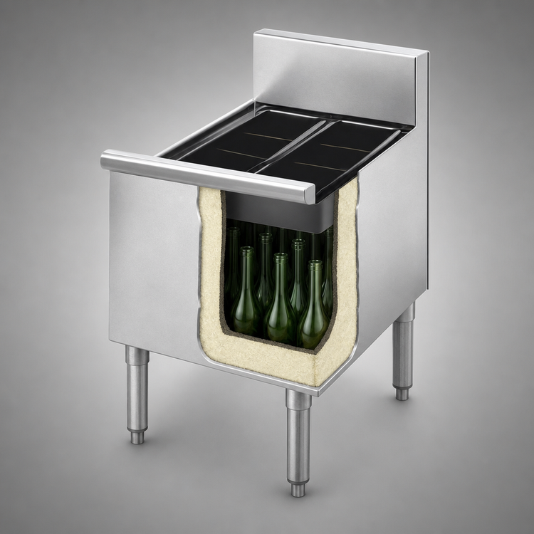 Product image #3 for Eagle Group 2200 Series Underbar Insulated Modular Add-On Bottle Storage Unit, 12 Inch W x 24 Inch D