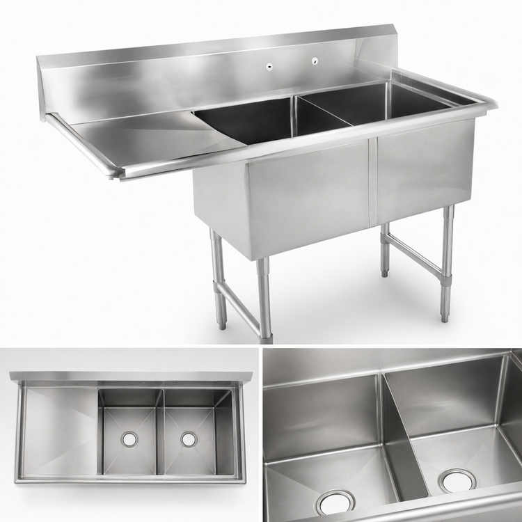 Product image #3 for John Boos B Series 2-Compartment Sink with 18-Inch Left Drainboard