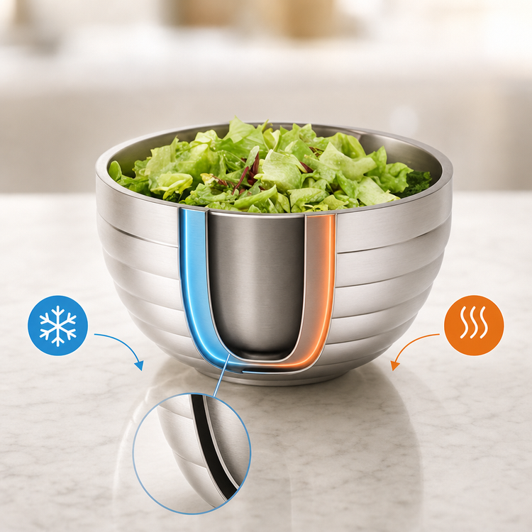 Product image #3 for Vollrath Round Beehive Insulated Double-Wall Stainless Steel Serving Bowl, 1.7 Qt