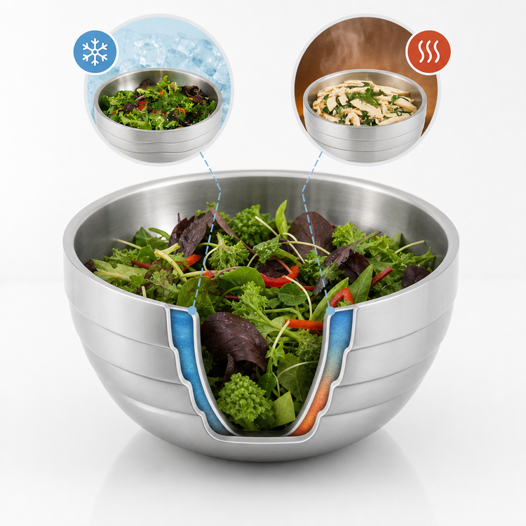 Product image #3 for Vollrath Angled Beehive Insulated Double-Wall Serving Bowl, 3.7 Quart, 18/8 Stainless Steel