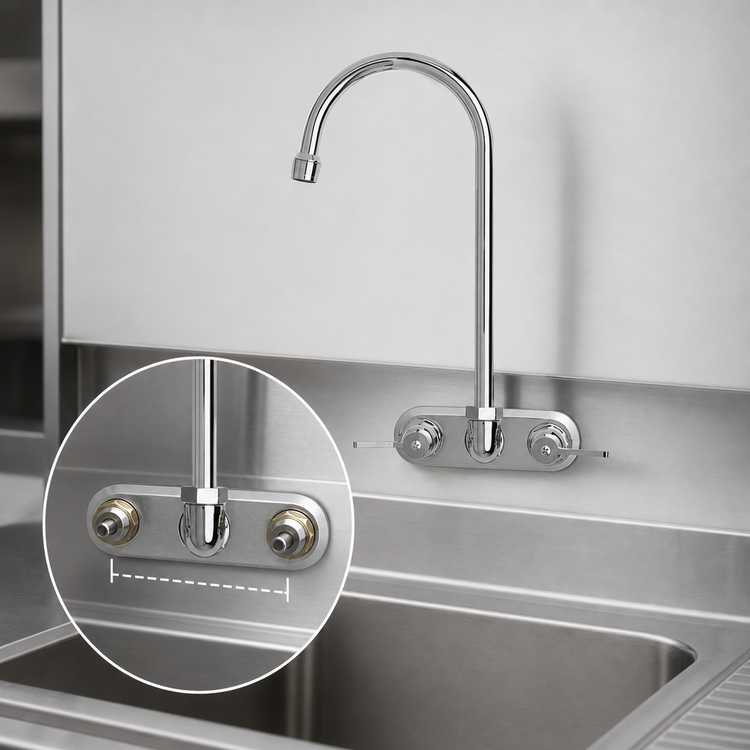 Product image #3 for Fisher 4BSLH Backsplash-Mount Commercial Faucet with 13-1/2-Inch Rigid Gooseneck Spout, 4-Inch Centers, 2.2 GPM