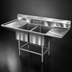 Thumbnail image #3 for Spec-Master FN Series Coved-Corner Two-Compartment Stainless Steel Sink with Left and Right Drainboards, 72 Inch Wide