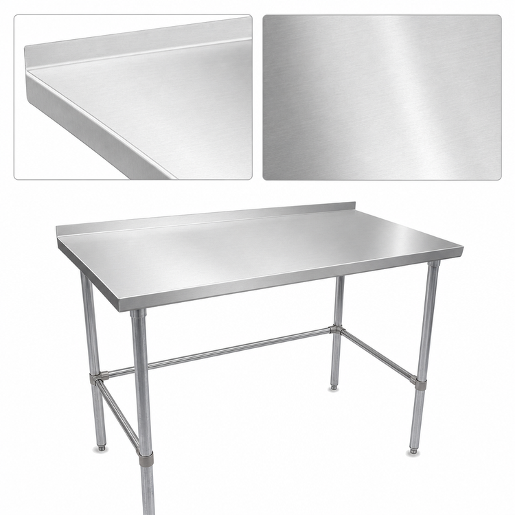 Product image #3 for John Boos Stallion 60-Inch x 30-Inch Stainless Steel Top Work Table with 1-1/2-Inch Rear Riser and Galvanized Base