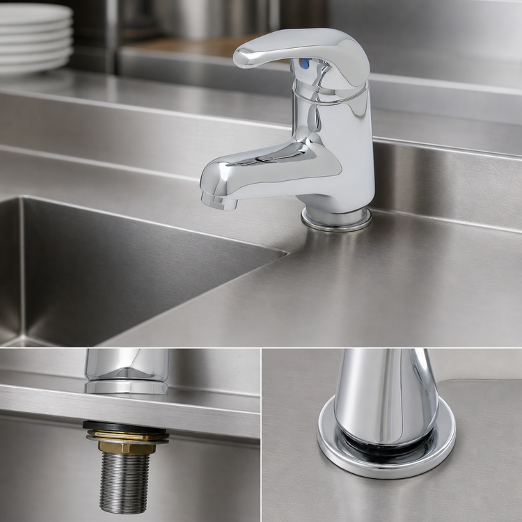 Product image #3 for T&S Brass Single Hole Single Lever Deck Mount Manual Faucet with 0.5 GPM Vandal-Resistant Spray Device