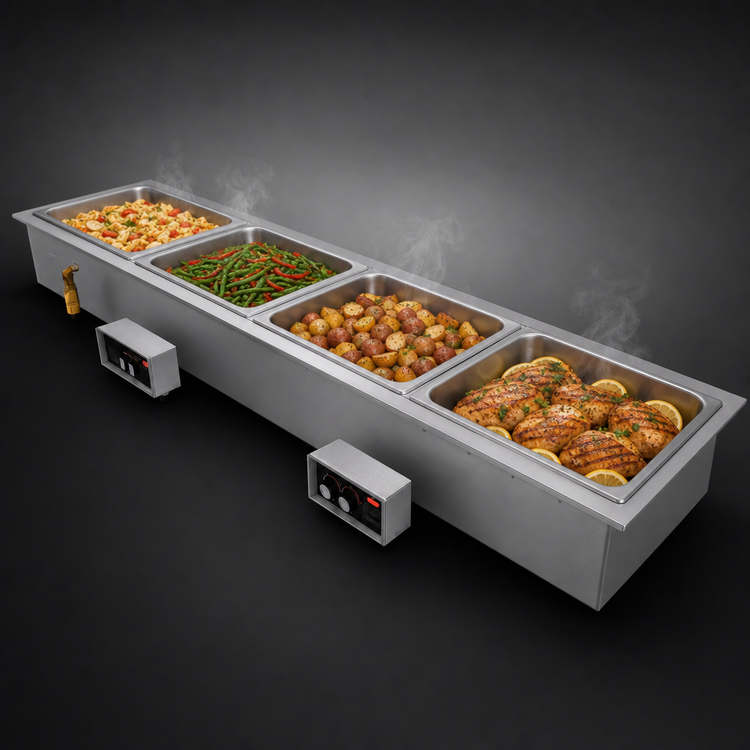 Product image #3 for Hatco Drop-In Modular Slim Heated Well with Drains, 4 Full-Size Pan Capacity