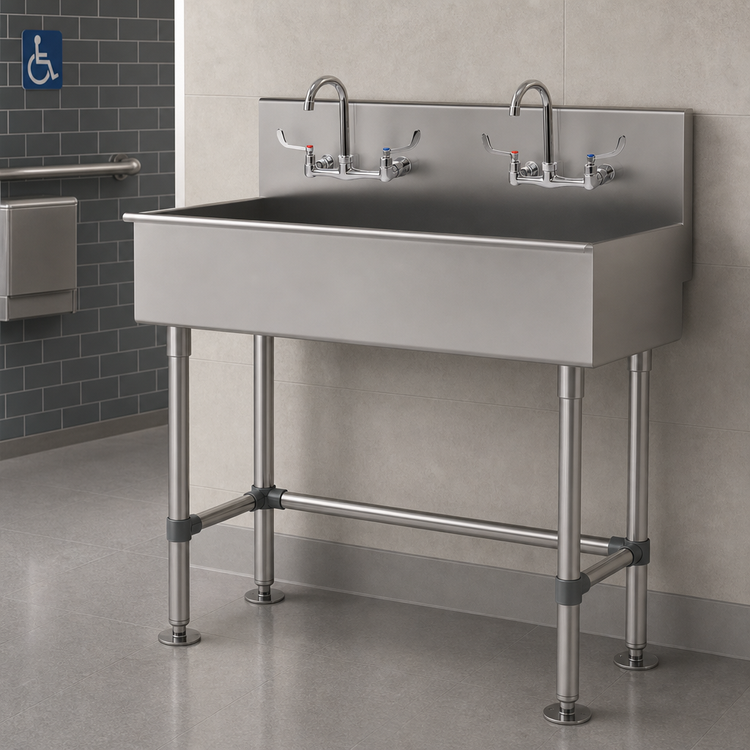 Product image #3 for Advance Tabco 48-Inch ADA-Compliant Multiwash Freestanding Hand Wash Sink with 2 Faucets