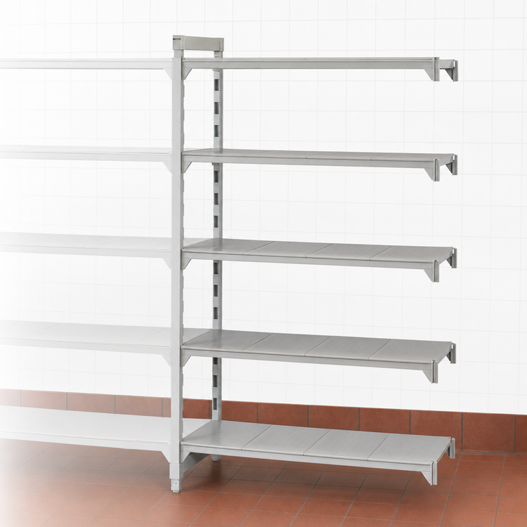 Product image #4 for Cambro Camshelving Premium 24"W x 60"L x 84"H 5-Shelf Solid Add-On Polymer Shelving Unit