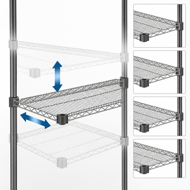 Product image #3 for Eagle Valu-Master Quad-Adjust 72"W x 18"D Wire Shelf, 600 lb. Capacity, QuadTruss Design, Pewter Gray Epoxy Finish