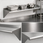 Thumbnail image #3 for Eagle Group BlendPort® BPWS-1236 36 x 12-Inch Wall-Mounted 18-Gauge Type 430 Stainless Steel Shelf, Square Edge with 30° Kick