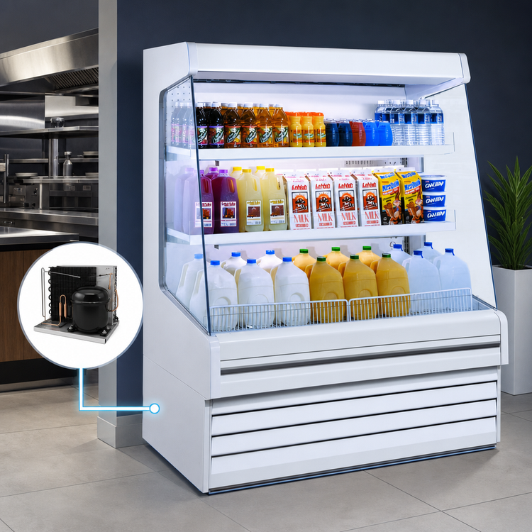 Product image #3 for Howard-McCray Ovation Series SC-OD30E-8L-S-LED Dairy Open Merchandiser, 99-Inch Wide, Self-Contained, LED Lighted Shelves