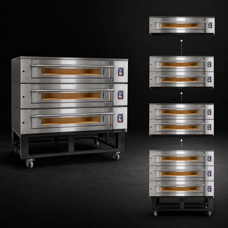 Product image #4 for Marra Forni Three-Deck Electric Stackable Deck Oven with 73 x 36 Inch MarraStone Hearth