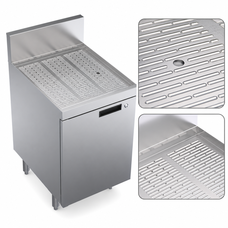Product image #3 for 18 Inch x 24 Inch Stainless Steel Underbar Drainboard with Enclosed Cabinet Base and Locking Hinged Door