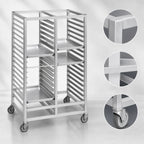 Thumbnail image #3 for Channel Manufacturing 422A Double-Section Aluminum Cafeteria Tray Rack, 30-Tray Capacity, for 18" x 26" Trays, 41"W x 26"D x 70"H
