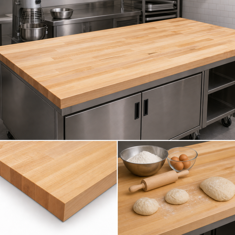 Product image #3 for John Boos 120 Inch x 30 Inch Edge Grain Laminated Northern Hard Rock Maple Work Table Top