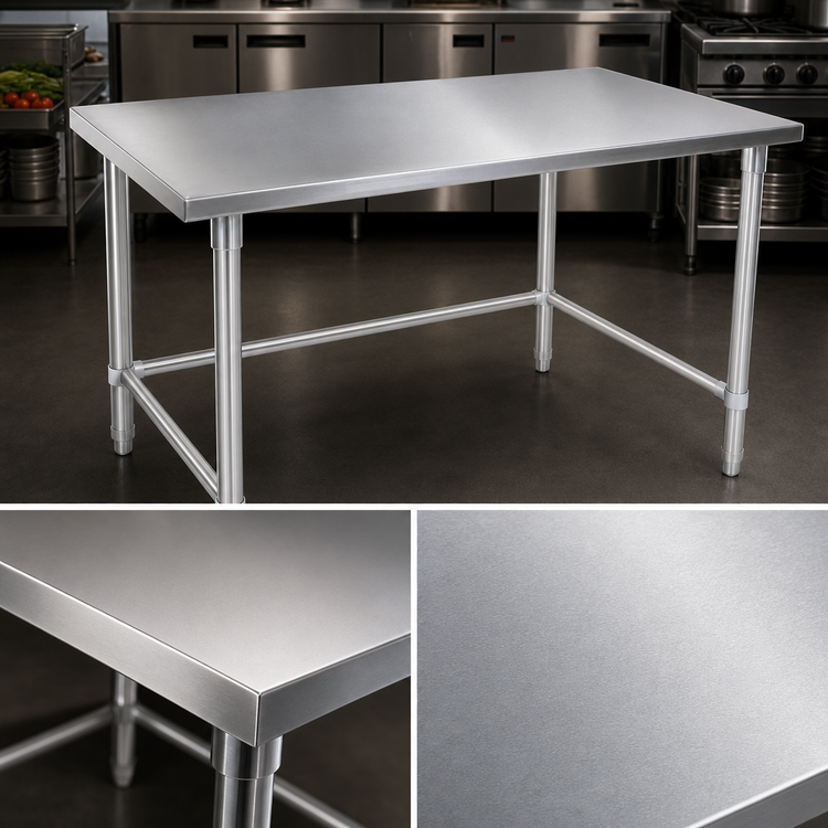 Product image #3 for Stallion 84-Inch x 30-Inch 16-Gauge 300 Series Stainless Steel Work Table
