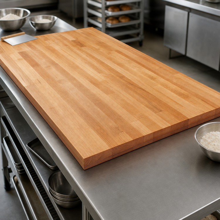 Product image #3 for John Boos 120" x 24" x 2-1/4" Edge Grain Hard Rock Maple Bakers' Table Top with Penetrating Oil Finish