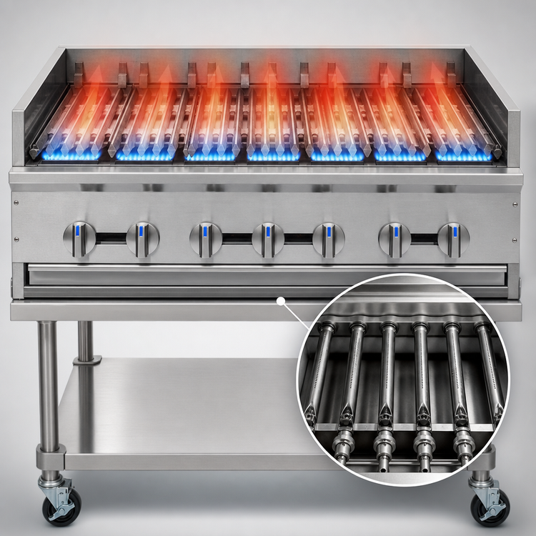 Product image #3 for Imperial Pro Series 36-Inch Gas Countertop Radiant Charbroiler with 6 Stainless Steel Burners