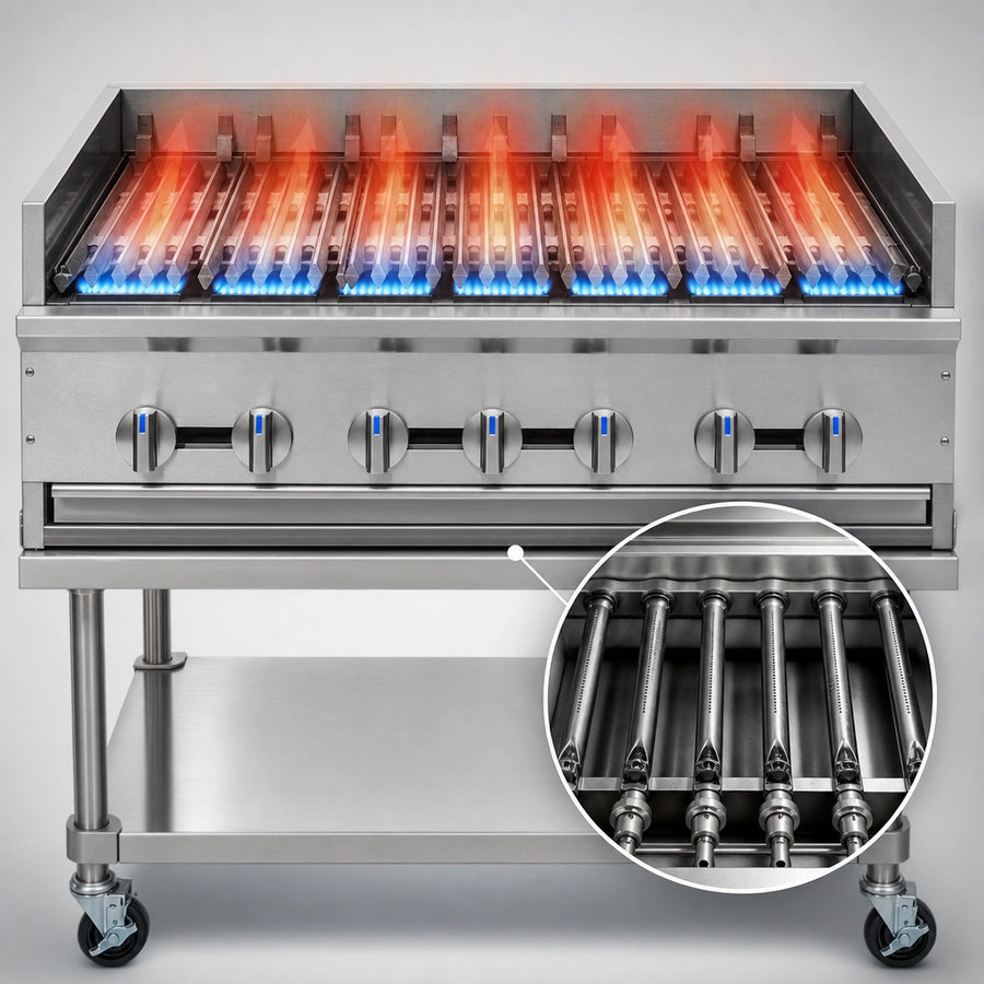 Six Stainless Steel Burners