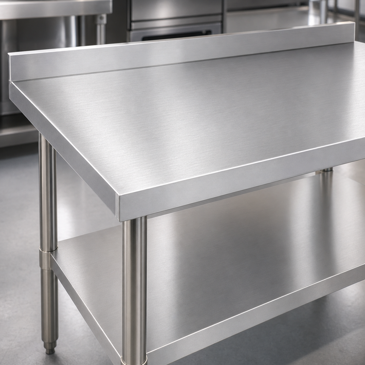 Product image #3 for Klinger's Trading BSG3060 60" x 30" Heavy Duty Stainless Steel Work Table with 2" Backsplash and Galvanized Undershelf