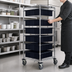 Thumbnail image #3 for Mobile Conductive Bin Cart with 7 Dividable Grid Containers, 21 x 24 x 69 Inch, Chrome Plated Finish