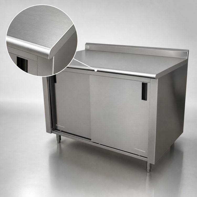 Product image #3 for Advance Tabco CF-SS-3610 Enclosed Stainless Steel Work Table with Sliding Doors, 120 x 36 Inches, 14 Gauge Top