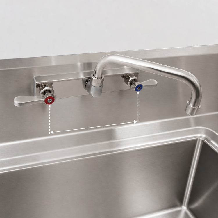 Product image #3 for BK Resources Evolution 8" Center Splash-Mounted Faucet with 8" Swing Spout