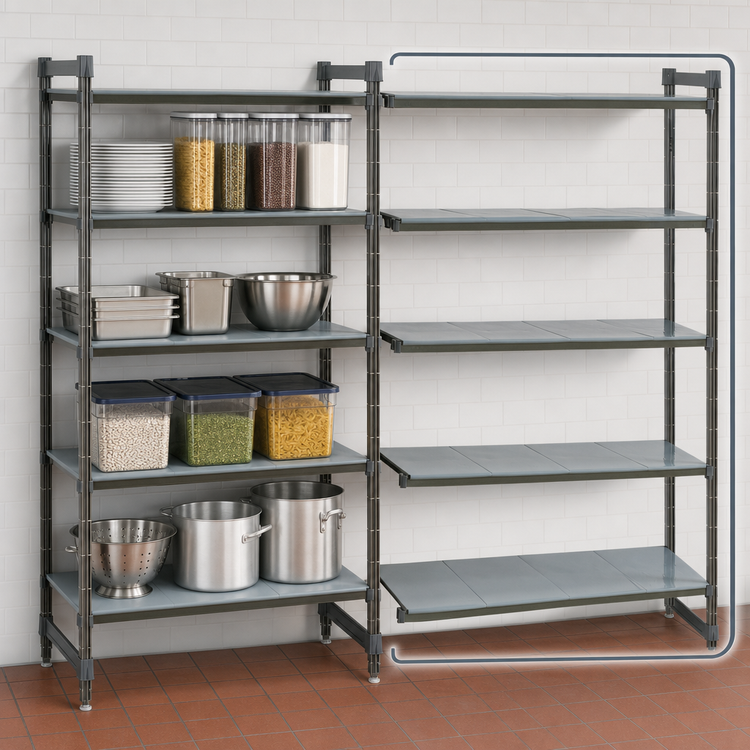 Product image #3 for Cambro Camshelving Basics Plus 5-Tier Solid Add-On Polymer Shelving Unit, 24"W x 60"L x 84"H