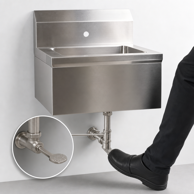 Product image #3 for Wall-Mounted 304 Stainless Steel Hand Sink for Knee Valve, 10 x 14 x 5 Bowl