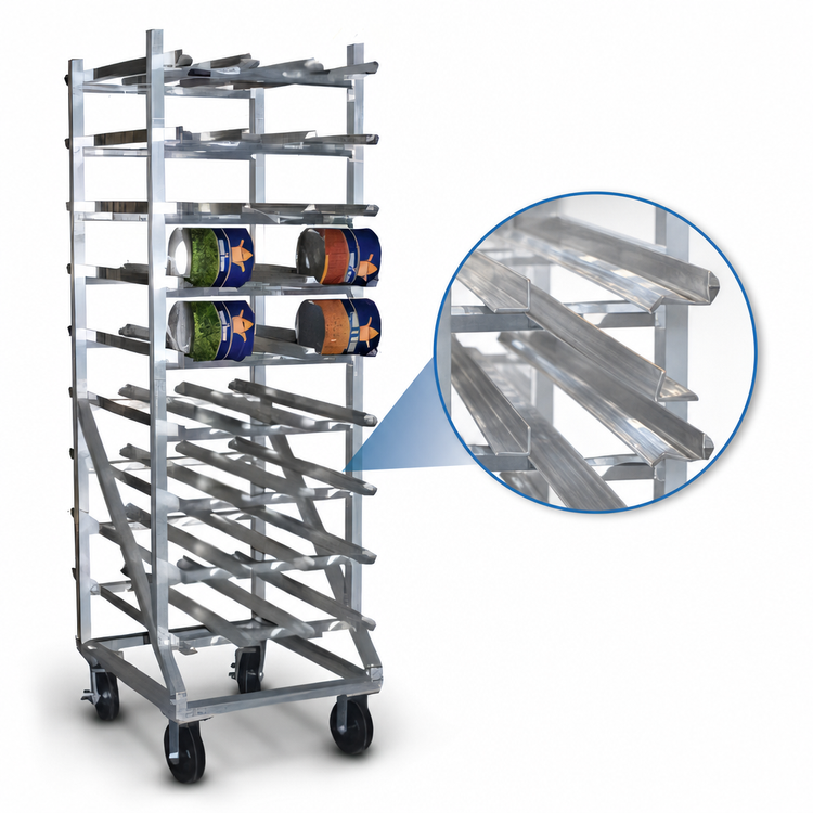 Product image #3 for Panco Full-Size Mobile Gravity-Fed Can Rack for #5 and #10 Cans