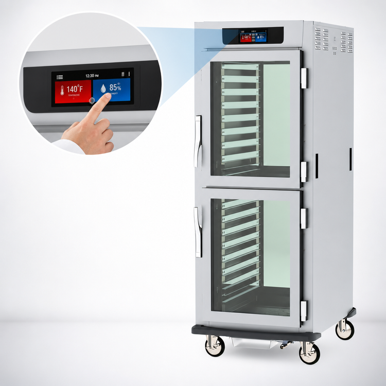 Product image #3 for Metro C5 9 Series Mobile Full-Height Pass-Thru Controlled Humidity Heated Holding and Proofing Cabinet with Glass Dutch Doors, 17-Pan Capacity