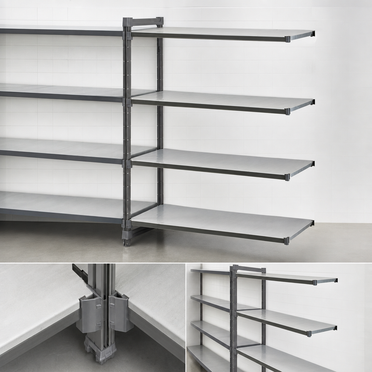 Product image #3 for Camshelving Basics Plus 18" x 48" x 64" 4-Shelf Solid Polymer Add-On Shelving Unit