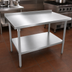 Thumbnail image #3 for John Boos Stallion 84-Inch x 36-Inch Stainless Steel Work Table with 1-1/2-Inch Rear Backsplash, Stallion Safety Edge, and Adjustable Undershelf